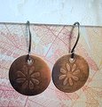 Daisy Earrings, Oxidized Copper and Sterling Silver