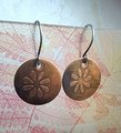 Daisy Earrings, Oxidized Copper and Sterling Silver