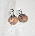 Bat Earrings, Darkened Copper and Sterling Silver